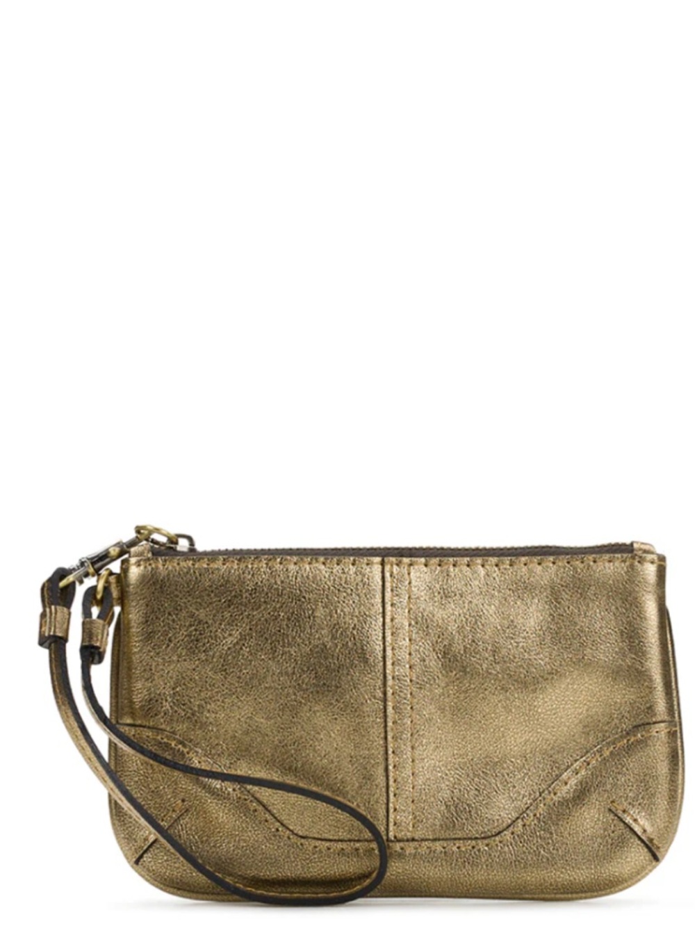 Patricia Nash Lula Leather Wristlet Vintage Distressed Metallic Antique Gold